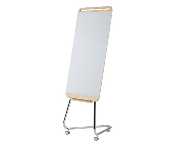 Steel Frame Mobile Glass Board with Magnetic Marker Caddy, Mobile Marker Boards, Dry Erase And Marker Boards, Mobile Partitions Screens