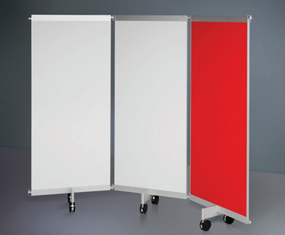 Steel Frame Mobile Glass Board with Magnetic Marker Caddy, Mobile Marker Boards, Dry Erase And Marker Boards, Mobile Partitions Screens