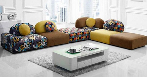 Embroidered upholstery sectional sofa set, Rich leather sectional sofa set, Fabric sectional sofa set, L shaped sofa set