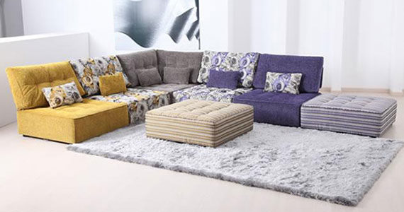 Embroidered upholstery sectional sofa set, Rich leather sectional sofa set, Fabric sectional sofa set, L shaped sofa set