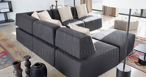 Embroidered upholstery sectional sofa set, Rich leather sectional sofa set, Fabric sectional sofa set, L shaped sofa set