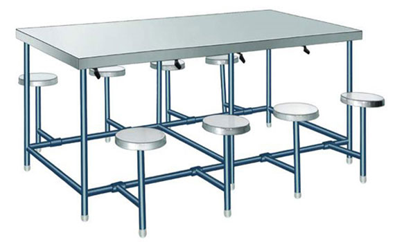 Classic round cafeteria tables, Square cafeteria tables and Rectangle cafeteria tables, Half-round cafeteria tables and Serpentine cafeteria tables