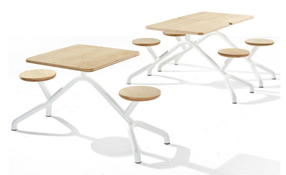 Classic round cafeteria tables, Square cafeteria tables and Rectangle cafeteria tables, Half-round cafeteria tables and Serpentine cafeteria tables