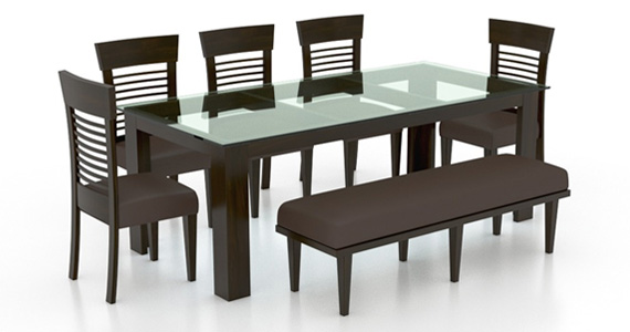 Dining Table Set Glass Top, Glass Top Dining Table Set With Bench