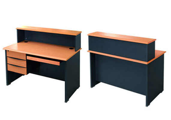 straight reception table, raised reception desk, and l-shaped reception desk, front office desks