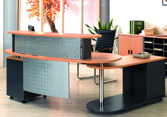 straight reception table, raised reception desk, and l-shaped reception desk, front office desks