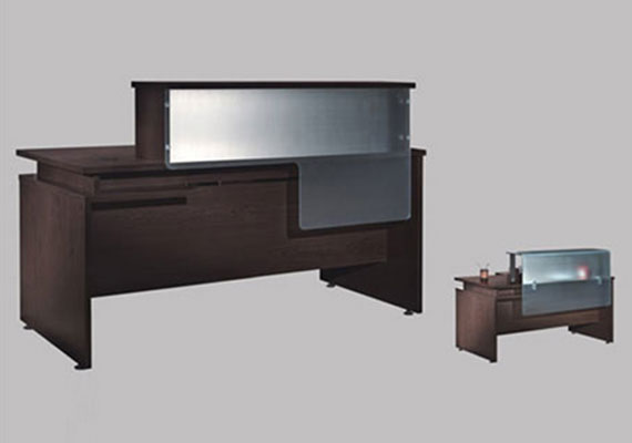 straight reception table, raised reception desk, and l-shaped reception desk, front office desks