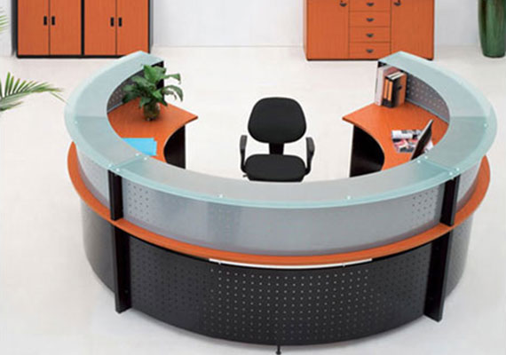 straight reception table, raised reception desk, and l-shaped reception desk, front office desks