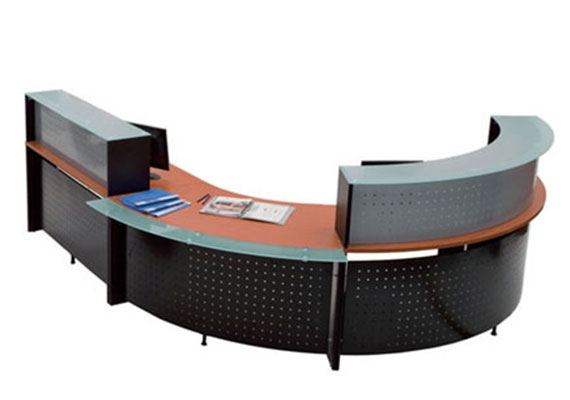 straight reception table, raised reception desk, and l-shaped reception desk, front office desks