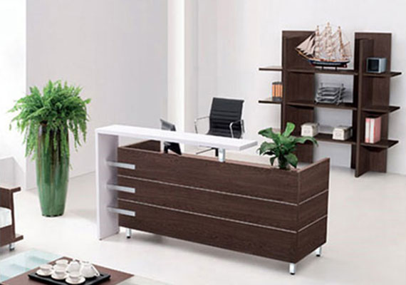 straight reception table, raised reception desk, and l-shaped reception desk, front office desks