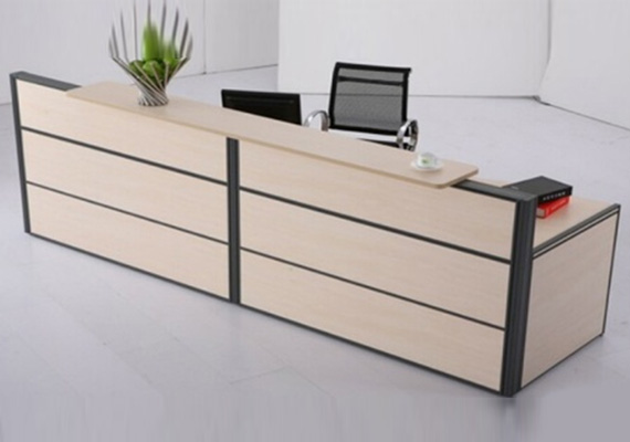 straight reception table, raised reception desk, and l-shaped reception desk, front office desks