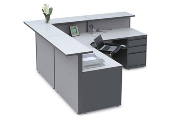 straight reception table, raised reception desk, and l-shaped reception desk, front office desks