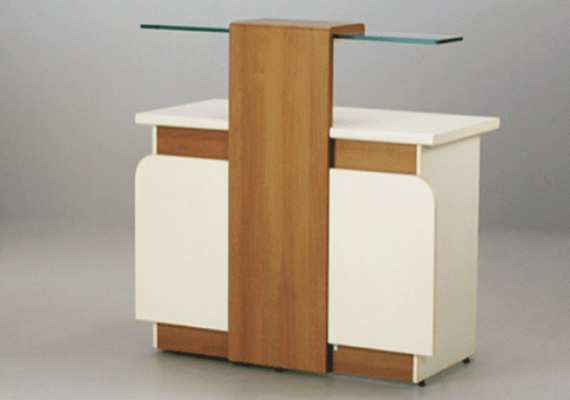 straight reception table, raised reception desk, and l-shaped reception desk, front office desks